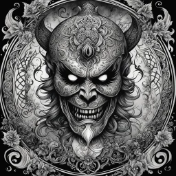 The tattooed killer lantern hovers ominously, its intricate patterns of swirling ink glowing with a malevolent energy. The figure's eyes widen in terror as they realize the true nature of this haunting presence. The tattooed designs on the lantern seem to come alive, shifting and writhing as if possessed by a sinister force. Each mark tells a story of death and despair, a grim tapestry of fate woven into the very essence of the lantern itself. The air is heavy with a sense of impending doom.