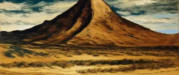 A brown mountain covered in sand painted by Vincent van Gogh