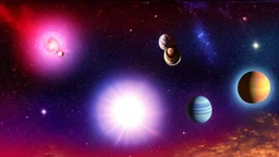 stars and planets in space