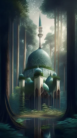 gambar masjid megah di hutan