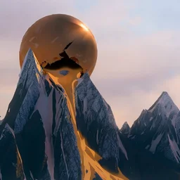 the broken sun melts down the mountain, pierced through the bottom