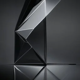 Create a visually striking geometry hi tech prisma simple minimal in dark glass reflections abstract composition that embodies the essence of luxury and craftsmanship, pure black