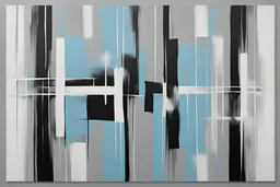 Grey, light blue, white, and black abstract painting
