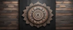 Hyper Realistic Beautiful half Mandala art on left & right sides on a dark rustic wall