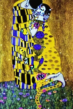 kissing cat, kiss by klimt, gold, gems, monet