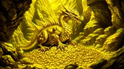 dragon hoard, mountains of gold, cave background