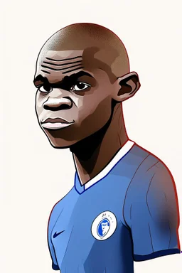 Ngolo Kante French soccer player cartoon 2d