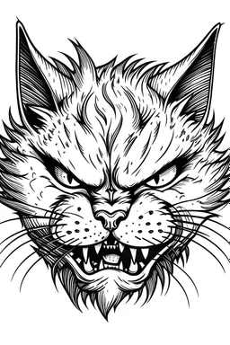 pincile drawn mad cat head