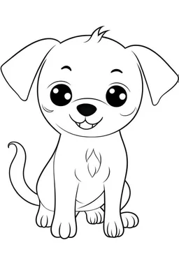 coloring page, funny baby dog, for toddler, flat vector, full view, only draw lines, clean line art, –no sketch, color, –ar 3:4, white background, minimalistic black lines, minimal black color, low level black colors, coloring page, avoid thick black colors, thin black line art, avoid colors, perfect shape, perfect clear lines,