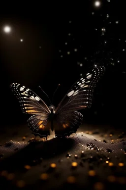 Luminous Light Brown butterfly and manure full of stars black