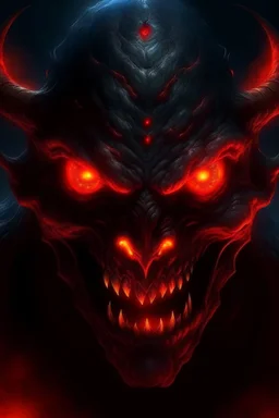 Demon with flaming red eyes