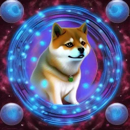 glowing blue aura doge shiba inu with orbs 17