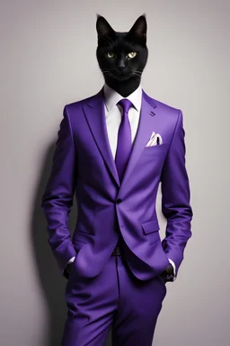 purple suit with shadow cat