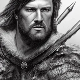 high-quality, fine-detail close-up pen and pencil sketch of beowulf, portrait, 8k resolution, intricate, digital art, detailed matte painting, photorealistic, volumetric lighting, Rafael Augusto, Juan Francisco Casas, Anne Dittman, Anne Stokes, greg rutowski