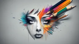 Artist, pencils,abstract ,creativity, face,logo,design