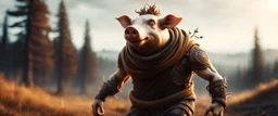 slender ghost pig man , finely inked, in rustic colors, 4k in the style of Peter Mohrbacher source vibrations, bokeh like f/0.8, tilt-shift lens 8k, high detail, smooth render, down-light, unreal engine, prize winning