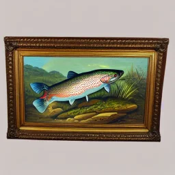 Antique brook trout painting