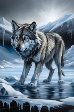 ice wolf on ice cree