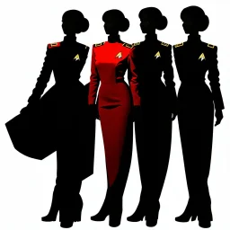 Female Starfleet cadets in color.