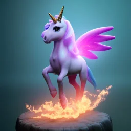 CM küre içinde fantastik unicorn ateşli kanatları olan