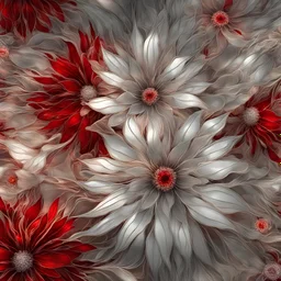 silver flower, red streaks, clear glass and liquid silver, abstract photorealistic art, sparkling, maximum detail, stunning style, radiant, complex, serene, mysterious, ethereal ; a beautiful colorful bouquet of bright stained glass wildflowers, , light , shimmering light, dreamy, surreal, shining, dreamy glow, conceptual art by Alberto Seveso, Arthur Rackham, 4k