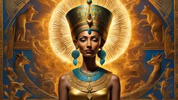 1Nefertiti, portrait of godanubis in front altar with groups of egyptian, jackal head, swirl of fire, aura, magic, sparks, magic astral, ornate, details