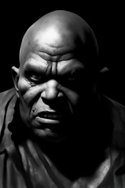 A native Indian , they but a fabric on his eye so he can not see and his arms are Handcuffed. looks miserable with bruises on his face like he has been beating sitting on a broken chair in a prison with dem light and dark prison environments , Busch painting style , sureal