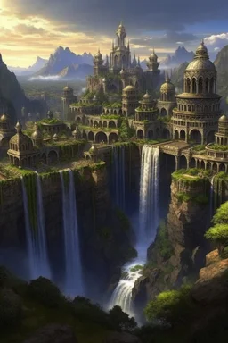 The Cascades are the name of a huge city built by humans, Dwarves and Gnomes into the hills of the Eternal Spires, the largest mountain range in the world. It is controlled by 3 large factions. There is a massive waterfall cascading through the entire city to a large pool in the middle of the town square near the Moon Temple