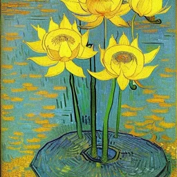 Portrait of lotus flowers by Van Gogh