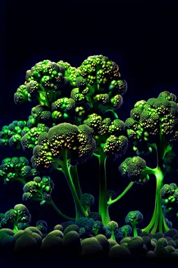 zwarte achtergrond, a field of broccoli in 1 beeld
