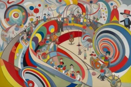 A reddish gray raceway themed carnival painted by Wassily Kandinsky