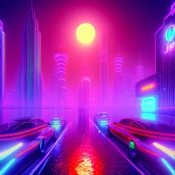 beautiful synthwave city, 8K resolution