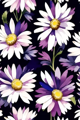 daisy dark purple flower watercolor