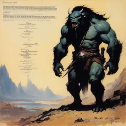 ConceptSheet: AD&D monster son of Kyuss with statistics [by frank frazetta]