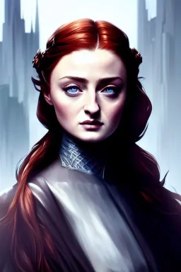 little pretty girl sansa stark, intricate, elegant, highly detailed, digital painting, artstation, concept art, smooth, sharp focus, illustration, art by cedricpeyravernay artstation