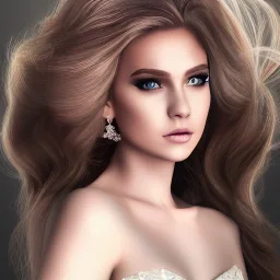 a princess with a lot of makeup and beautiful hair style, dramatic, dramatic lighting, volumetric lighting, hyperrealism, 8k, high quality, photorealistic, lot of details