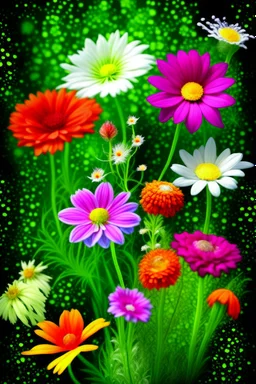 Generate an image of beautiful flowers with background of greenri