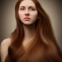 **Baroque painting, glamour shot of stunningly beautiful young female, long flowing light brown hair, 8K