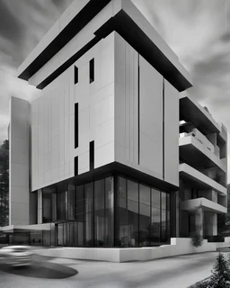An advertising poster of a construction brand named Arshit group , Minimal with black and white and grey color