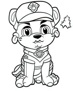 outline art for Paw Patrol coloring page, Japanese manga style, cartoon style, cute face, white background sketch style, full body is a must, only use outline, clean line art, no shadow, bold outline