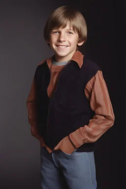 full Color, Realistic Vision V5.1, a photographic, photorealistic, true-to-life facial portrait of 10-year-old Bob Denver, 5th grade school pictures, t-shirt and jeans, head to waist image, professional quality, studio photograph shot on 35mm film
