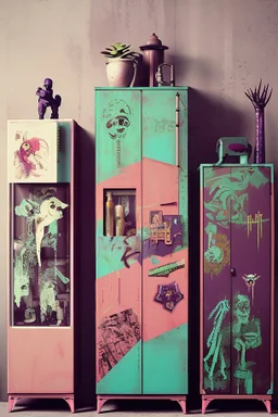 Cyberpunk cabinet of curiosities painted by Frida , unsane details, soft colors