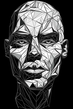 Black and white triangulated sketched face