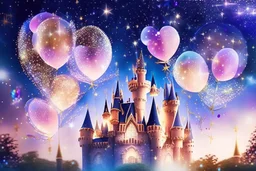 a sparkling star in the festive sky, an enchanting castle at the heart of the celebration, and joyful elements like balloons and confetti. Capture the essence of turning every moment into a magical adventure, embodying the fusion of festivity and magic.