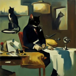 UN conference.a cat and human flesh-like surgical instruments and universe-like a pigeon and neuralink, surrealism,minimalism,Painting By Adrian Ghenie, Rene Magritte, Salvador Dali, Lucian Freud