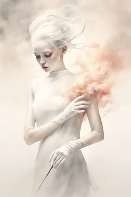 White smoke artistically takes the form of gloves by Ryohei Hase, Agnes Cecile, Raymond Swanland, Anne Bachelier, pastel smoky texture in hues of tranquility, an embodiment of minimalism with a stroke of simplicity, evoking serenity against a backdrop, white shimmering, fantasy art, backlit