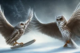 snow winged OWL lightning RAVEN