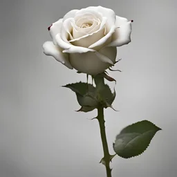 A white rose bleeding from its stem