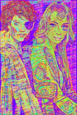glitchy plaid and paisley outlines of people; Lowbrow post-modern pop art with a designer twist