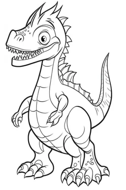 artistic outline for cute coloring page with dinosaur, white background, full body, just use outline, clean line art, white background, no shadows and clear and good for 5 years old kids